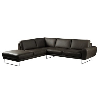 Canapé d'angle en 100% TOUT cuir italien de prestige 6/7 places SPENCER, noir, angle gauche
