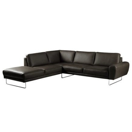 Canapé d'angle en 100% TOUT cuir italien de prestige 6/7 places SPENCER, noir, angle gauche