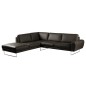 Canapé d'angle en 100% TOUT cuir italien de prestige 6/7 places SPENCER, noir, angle gauche