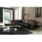 Canapé d'angle en 100% TOUT cuir italien de prestige 6/7 places SPENCER, noir, angle gauche