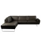 Canapé d'angle en 100% TOUT cuir italien de prestige 6/7 places SPENCER, noir, angle gauche