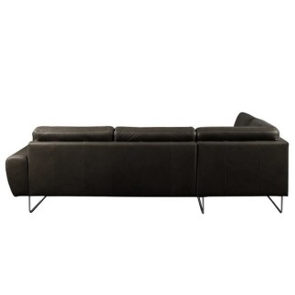 Canapé d'angle en 100% TOUT cuir italien de prestige 6/7 places SPENCER, noir, angle gauche