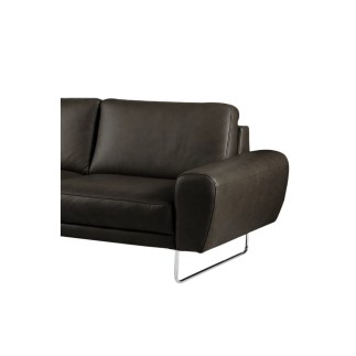 Canapé d'angle en 100% TOUT cuir italien de prestige 6/7 places SPENCER, noir, angle gauche