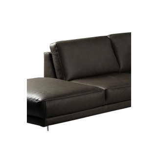 Canapé d'angle en 100% TOUT cuir italien de prestige 6/7 places SPENCER, noir, angle gauche