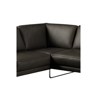Canapé d'angle en 100% TOUT cuir italien de prestige 6/7 places SPENCER, noir, angle gauche