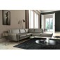 Canapé d'angle en 100% TOUT cuir italien de prestige 6/7 places SPENCER, gris, angle droit