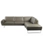 Canapé d'angle en 100% TOUT cuir italien de prestige 6/7 places SPENCER, gris, angle droit