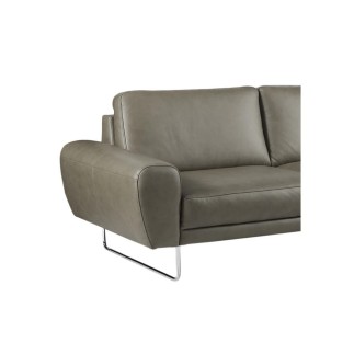 Canapé d'angle en 100% TOUT cuir italien de prestige 6/7 places SPENCER, gris, angle droit