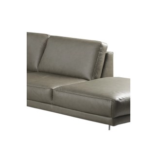 Canapé d'angle en 100% TOUT cuir italien de prestige 6/7 places SPENCER, gris, angle droit