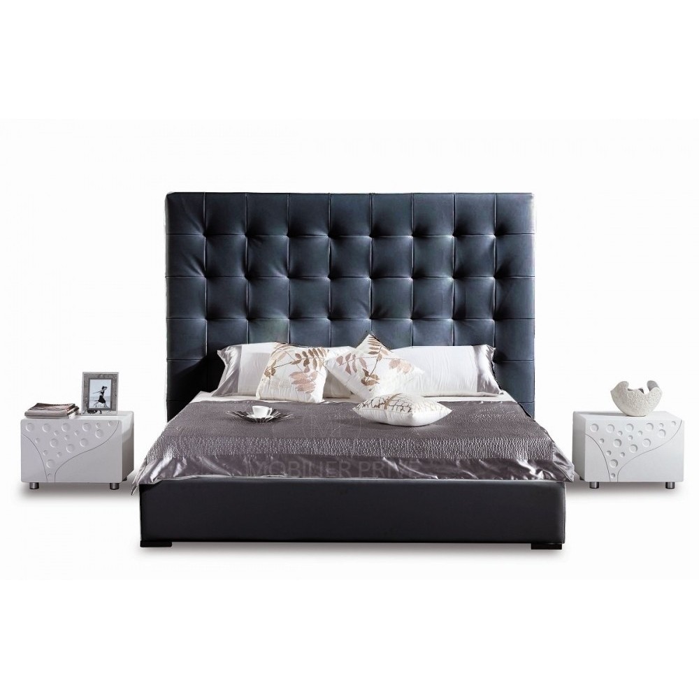 Lit en cuir italien de luxe DODO, noir, 180x200