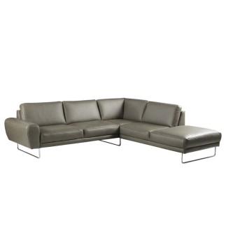 Canapé d'angle en 100% TOUT cuir italien de prestige 6/7 places SPENCER, gris, angle droit