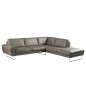 Canapé d'angle en 100% TOUT cuir italien de prestige 6/7 places SPENCER, gris, angle droit