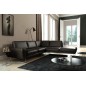Canapé d'angle en 100% TOUT cuir italien de prestige 6/7 places SPENCER, noir, angle droit