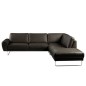 Canapé d'angle en 100% TOUT cuir italien de prestige 6/7 places SPENCER, noir, angle droit
