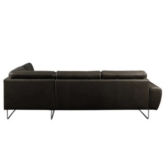 Canapé d'angle en 100% TOUT cuir italien de prestige 6/7 places SPENCER, noir, angle droit