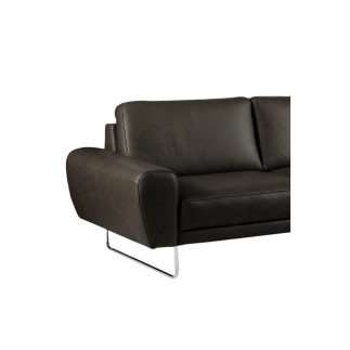 Canapé d'angle en 100% TOUT cuir italien de prestige 6/7 places SPENCER, noir, angle droit