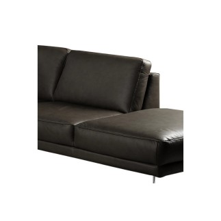 Canapé d'angle en 100% TOUT cuir italien de prestige 6/7 places SPENCER, noir, angle droit