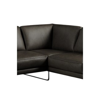 Canapé d'angle en 100% TOUT cuir italien de prestige 6/7 places SPENCER, noir, angle droit