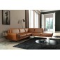 Canapé d'angle en 100% TOUT cuir italien de prestige 6/7 places SPENCER, marron cognac, angle droit