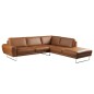 Canapé d'angle en 100% TOUT cuir italien de prestige 6/7 places SPENCER, marron cognac, angle droit
