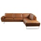 Canapé d'angle en 100% TOUT cuir italien de prestige 6/7 places SPENCER, marron cognac, angle droit