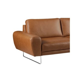 Canapé d'angle en 100% TOUT cuir italien de prestige 6/7 places SPENCER, marron cognac, angle droit