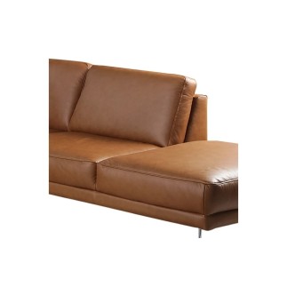 Canapé d'angle en 100% TOUT cuir italien de prestige 6/7 places SPENCER, marron cognac, angle droit