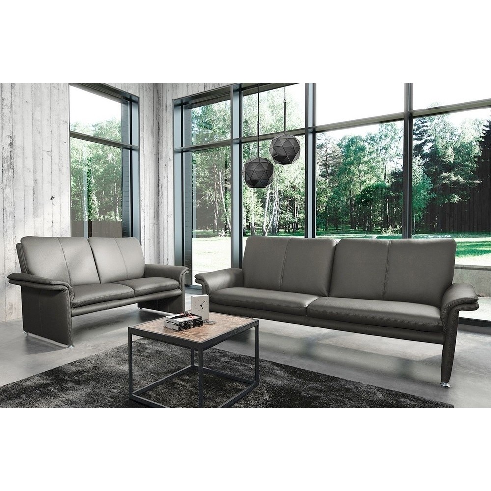 Ensemble Canapé 3 places et 2 places en 100% tout cuir italien vachette COMO, gris foncé