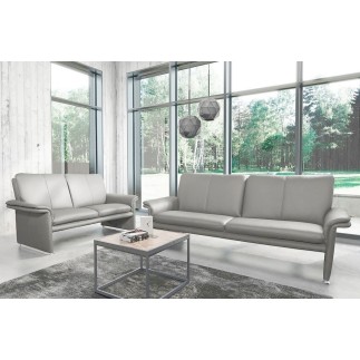 Ensemble Canapé 3 places et 2 places en 100% tout cuir italien vachette COMO, gris clair