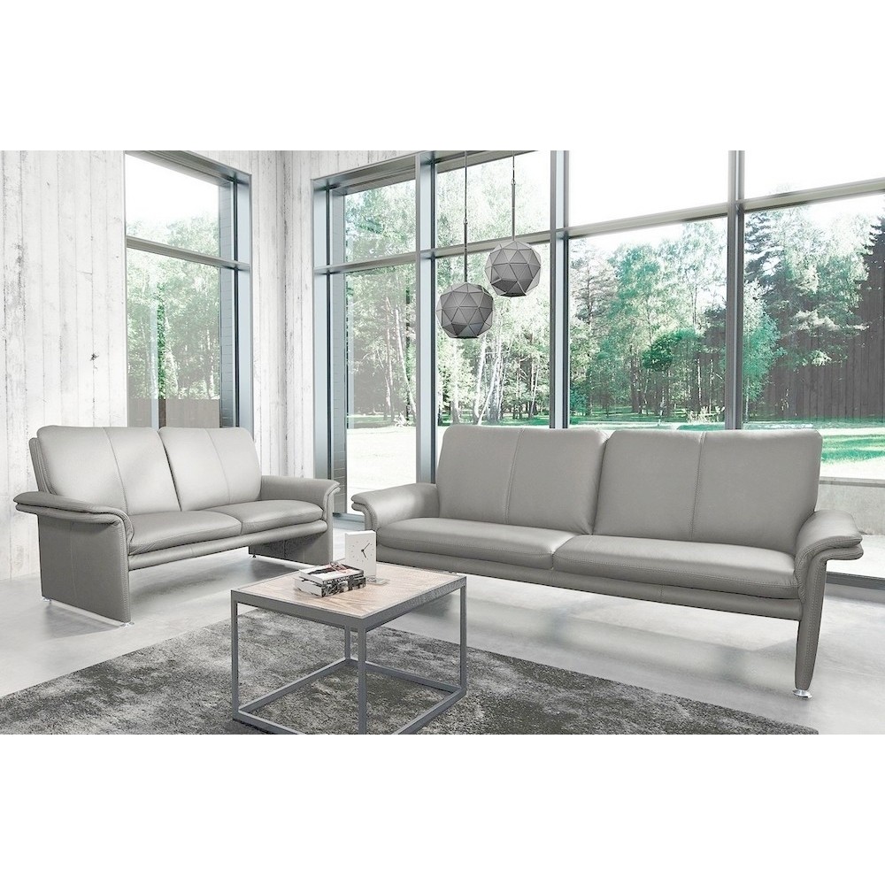 Ensemble Canapé 3 places et 2 places en 100% tout cuir italien vachette COMO, gris clair Ensemble Canapé 3 places et 2 places en 100% tout cuir italien vachette COMO, gris clair