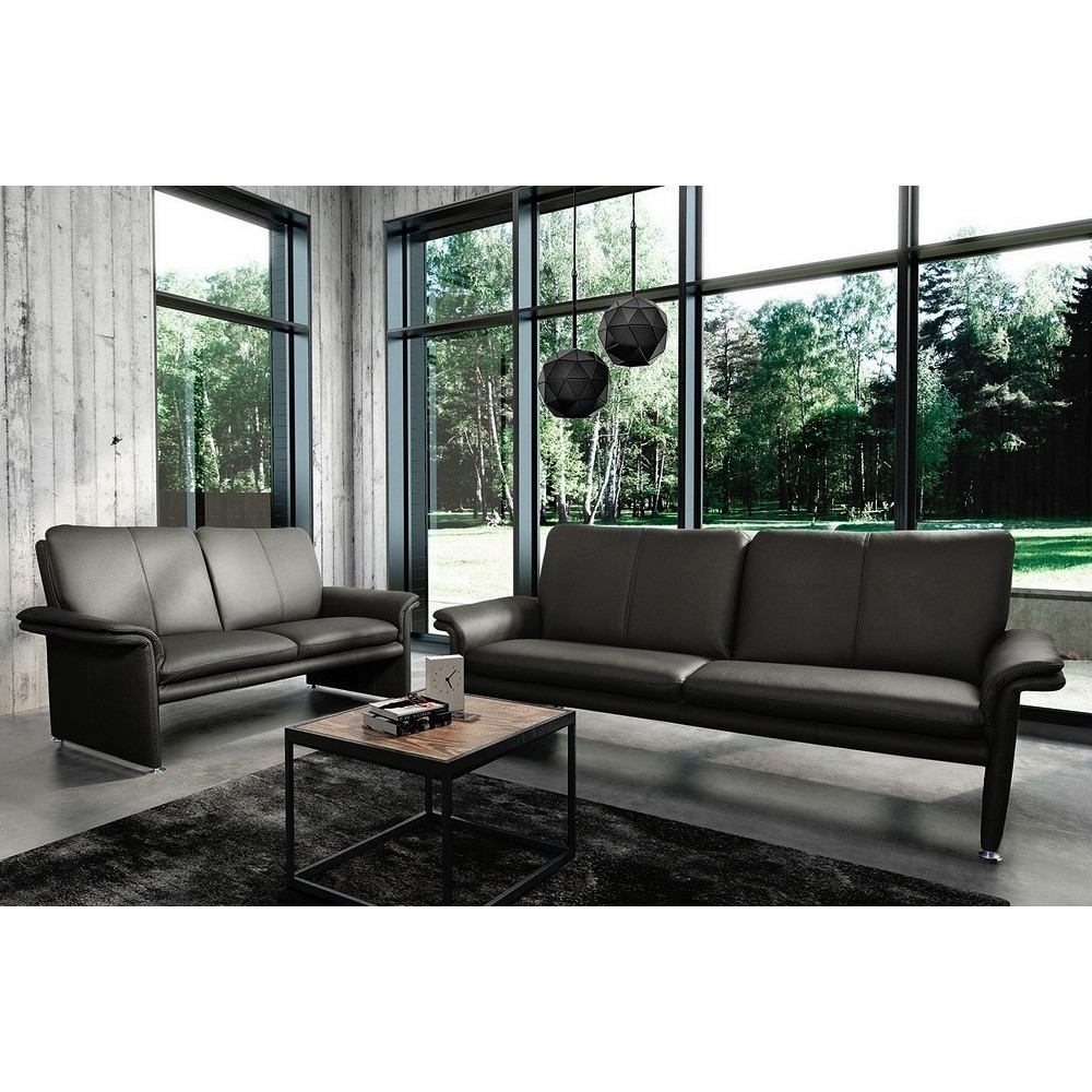 Ensemble Canapé 3 places et 2 places en 100% tout cuir italien vachette COMO, noir Ensemble Canapé 3 places et 2 places en 100% tout cuir italien vachette COMO, noir