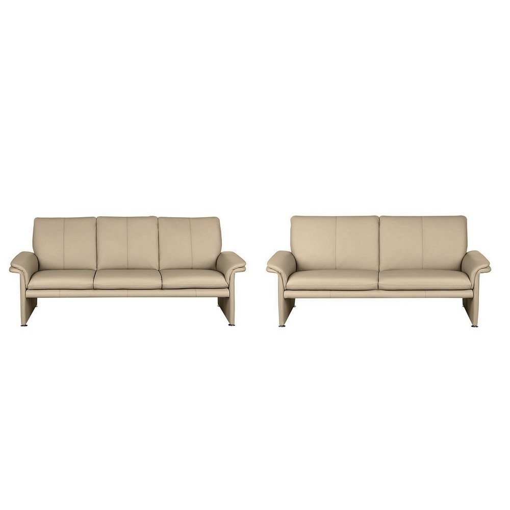 Ensemble Canapé 3 places et 2 places en 100% tout cuir italien vachette COMO, beige Ensemble Canapé 3 places et 2 places en 100% tout cuir italien vachette COMO, beige