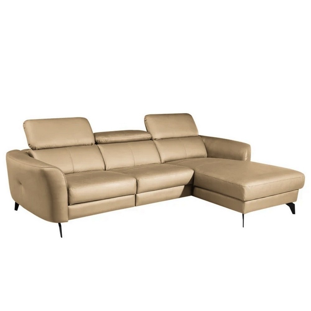 Canapé d'angle en cuir de luxe italien , 5 places BERTI, beige, angle droit