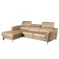 - Canapé d'angle en cuir de luxe italien 5 places BERTI, beige, angle gauche