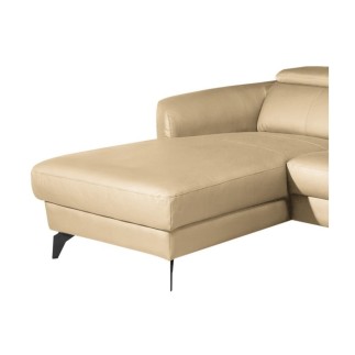 - Canapé d'angle en cuir de luxe italien 5 places BERTI, beige, angle gauche