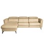 - Canapé d'angle en cuir de luxe italien 5 places BERTI, beige, angle gauche