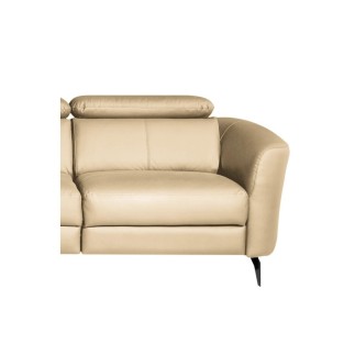 - Canapé d'angle en cuir de luxe italien 5 places BERTI, beige, angle gauche