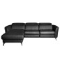 Canapé d'angle en cuir de luxe italien , 5 places BERTI, noir, angle gauche