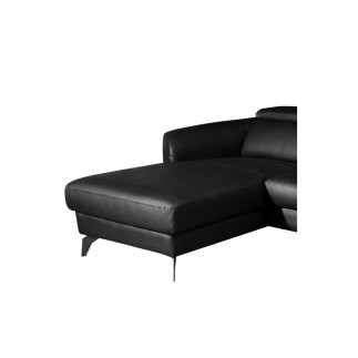 Canapé d'angle en cuir de luxe italien , 5 places BERTI, noir, angle gauche