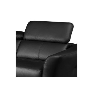Canapé d'angle en cuir de luxe italien , 5 places BERTI, noir, angle gauche