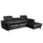 Canapé d'angle en cuir de luxe italien , 5 places BERTI, noir, angle droit