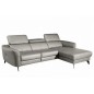 Canapé d'angle en cuir de luxe italien , 5 places BERTI, gris clair, angle droit