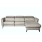 Canapé d'angle en cuir de luxe italien , 5 places BERTI, gris clair, angle droit