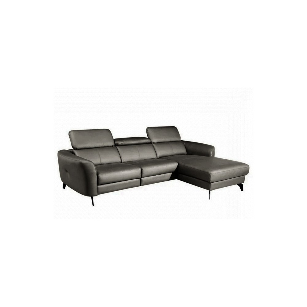 Canapé d'angle en cuir de luxe italien , 5 places BERTI, gris foncé, angle droit