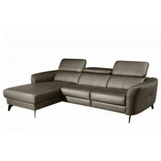 Canapé d'angle en cuir de luxe italien 5 places BERTI, taupe, angle gauche