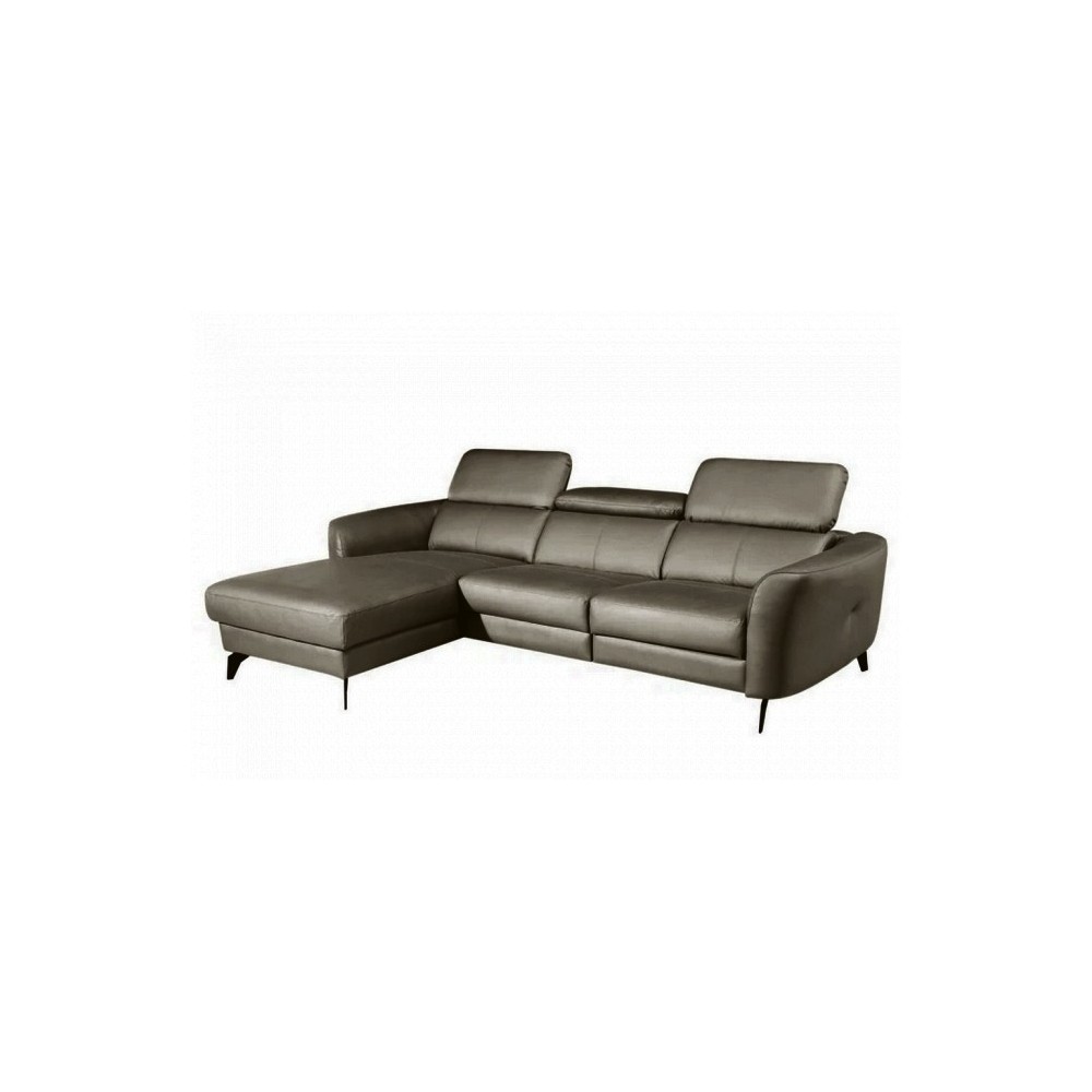 Canapé d'angle en cuir de luxe italien 5 places BERTI, taupe, angle gauche