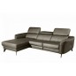 Canapé d'angle en cuir de luxe italien 5 places BERTI, taupe, angle gauche