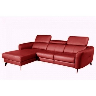 Canapé d'angle en cuir de luxe italien 5 places BERTI, rouge foncé, angle gauche