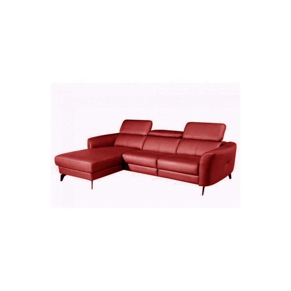 Canapé d'angle en cuir de luxe italien 5 places BERTI, rouge foncé, angle gauche