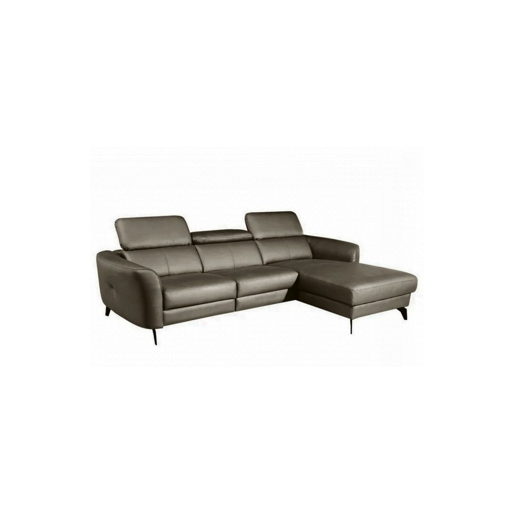 Canapé d'angle en cuir de luxe italien , 5 places BERTI, taupe, angle droit
